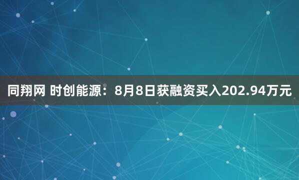 同翔网 时创能源：8月8日获融资买入202.94万元