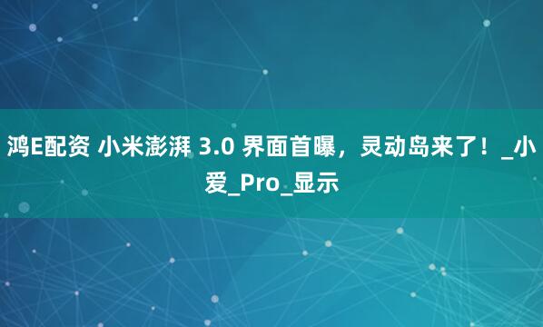 鸿E配资 小米澎湃 3.0 界面首曝，灵动岛来了！_小爱_Pro_显示